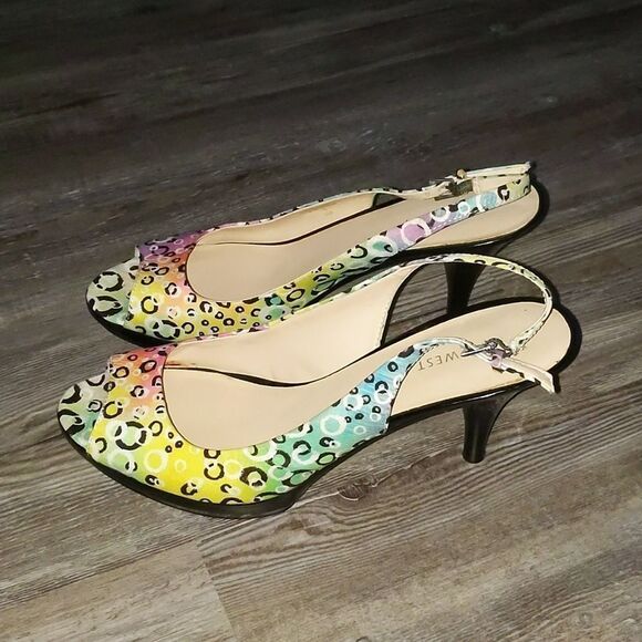 Nine West multi color Sharina2 peep toe heels - Picture 3 of 7